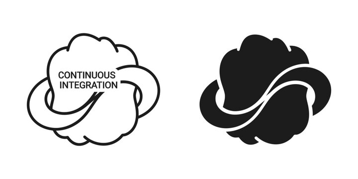Continuous integration concept with cloud shape and infinity loop symbol for software development workflow