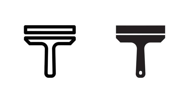 Window cleaning squeegee tool icon in solid and outline variations with squeegee cleaning equipment housework maintenance household monochrome isolated illustration