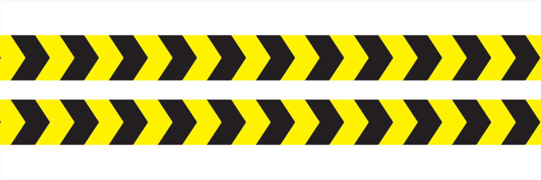 Yellow and black caution warning tape strip isolated on white backdrop