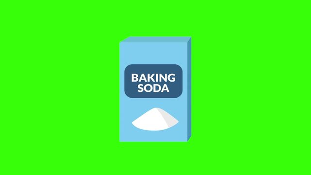 Animated baking soda product graphic for cooking videos on green screen