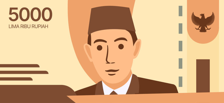 ndonesian 5000 rupiah banknote vector illustration for financial concept and business background