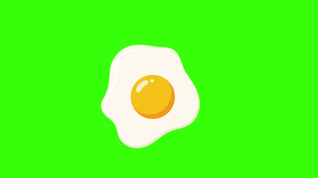 Flat design sunny side up egg motion graphic on green screen