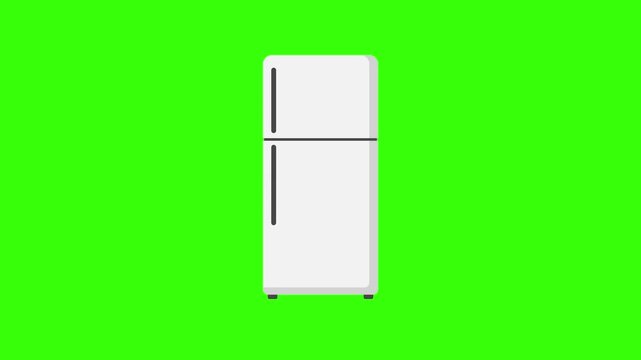 Minimalist refrigerator vector animation on green screen background