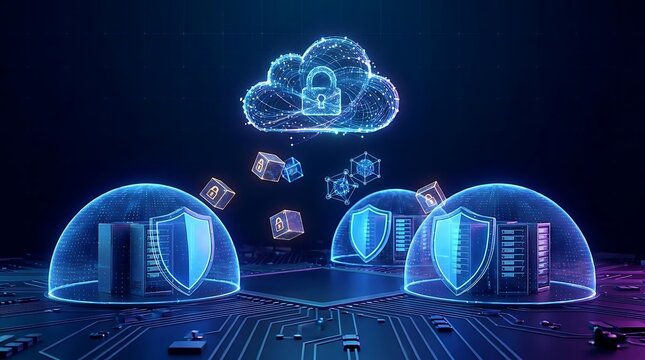 Digital network security cloud computing data protection cyber defense concept