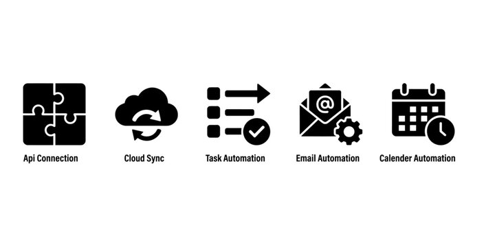 Automation icons set for business workflow