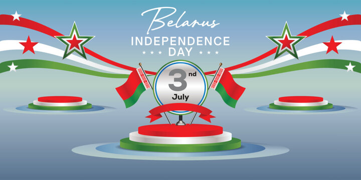 Belarus Independence Day, podium banner templates, flag backgrounds for graphic design and congratulations needs.