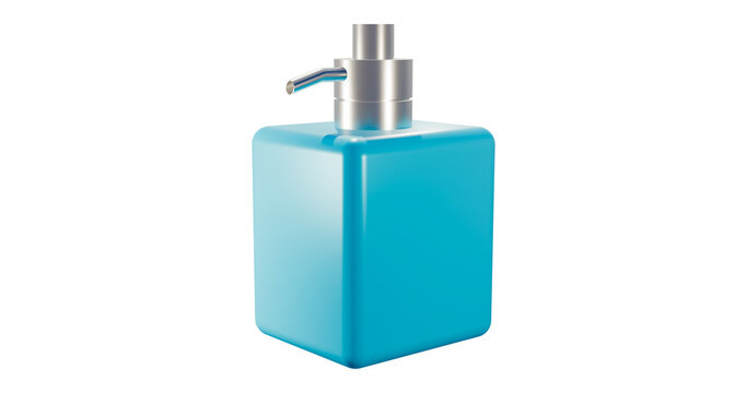 Soap liquid dispenser hygiene glass bottle in a transparent background