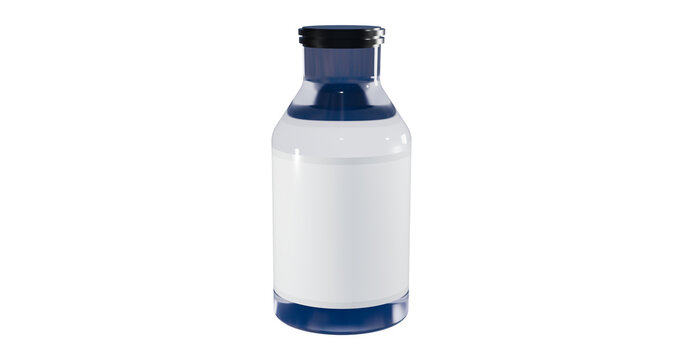 Healthcare medicine glass empty bottle with label in a transparent background
