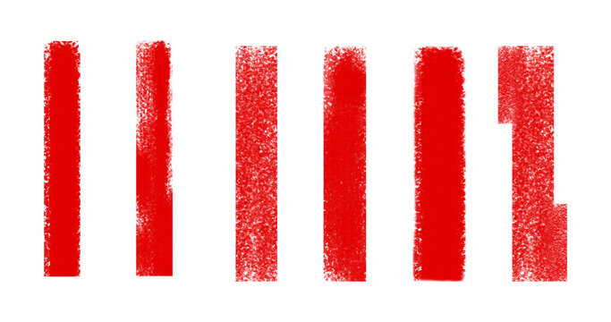 Ink roller smudges red lined strokes set in a transparent background