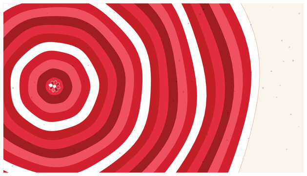 Red and white concentric circles target pattern close up
