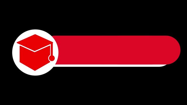 Animated Education Graduation Cap Lower Third Banner with circle Icon black Background
