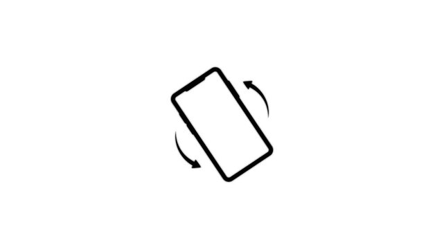 Mobile phone screen rotate arrow icon animation, transparent background,