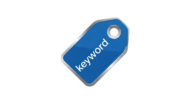 Blue tag with white text label.