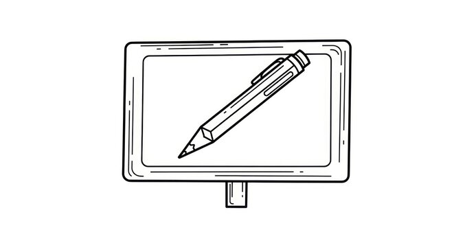 Computer screen with pencil icon.