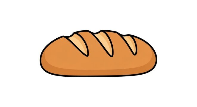 Fresh loaf of crusty bread illustration isolated on white background.