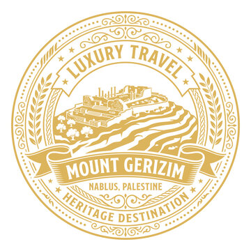 Mount Gerizim Nablus Palestine travel badge emblem vector