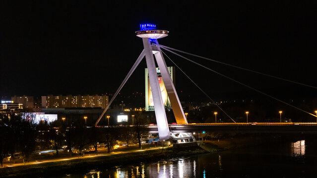 Bratislava bridge at night