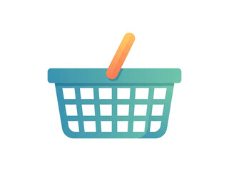 Fototapeta premium Simple shopping basket icon featuring a vibrant gradient blue and orange color scheme and a modern flat vector design style for online retail e-commerce applications isolated on transparent background