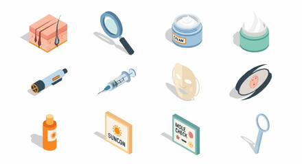 Fototapeta premium Flat design icons of everyday objects and tools.