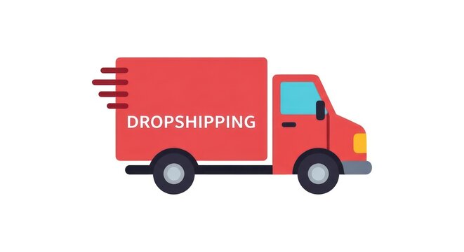 Dropshipping delivery truck with packages.
