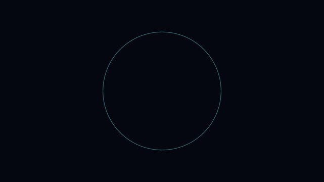 Abstract geometric circle animation with rotating cyan lines on 4k black background
