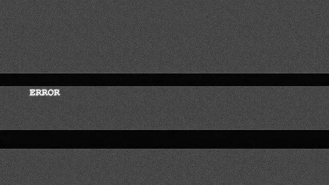 VHS tracking screen with glitch effects and error text on static background