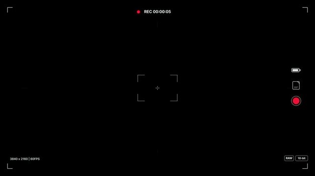 Camera viewfinder HUD overlay with recording status indicators on a black background