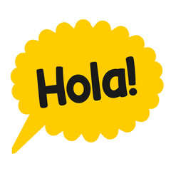 Yellow speech bubble hola comic style greeting design element © widhihutomo