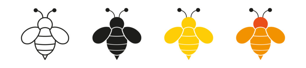 Bee icon collection featuring honey bee and pollinator symbols. Modern signs for beekeeping, agriculture, nature, ecology, environmental projects, and organic farming. © BEN HDA