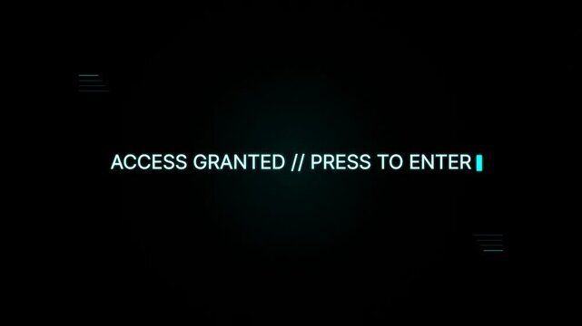 Access granted text displaying on a futuristic digital security screen with cyber tech HUD elements