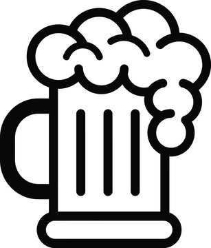 Simple line art icon of a beer stein with foamy head beverage refreshment celebration container