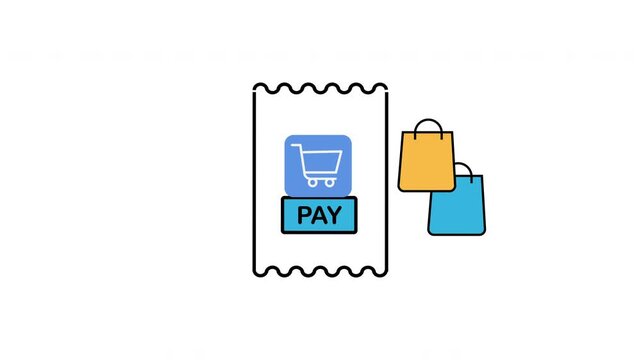Digital Shopping Receipt and Payment Icon Animation