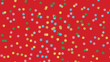 Festive red background featuring scattered confetti dots pattern for celebratory event greeting card or party decoration design concept wallpaper. © Mst