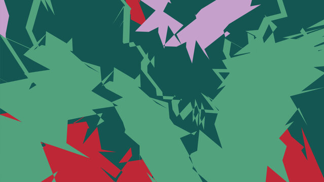 Fragmented geometric wallpaper design showcasing sharp angular polygons in contrasting deep dark shades with vibrant highlights for impact.