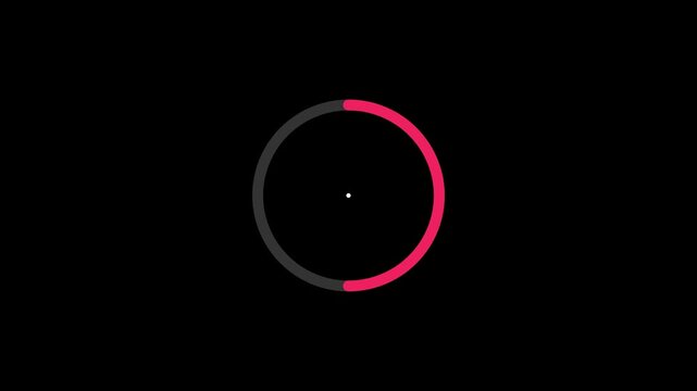 Minimalist circular loading progress bar animation with pink progress indicator 4k circle