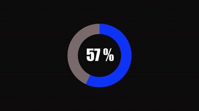 An abstract, circular blue loading bar animation progressing from 0% to 100%, designed for data processing and transfer concepts. 4K video with a black background.