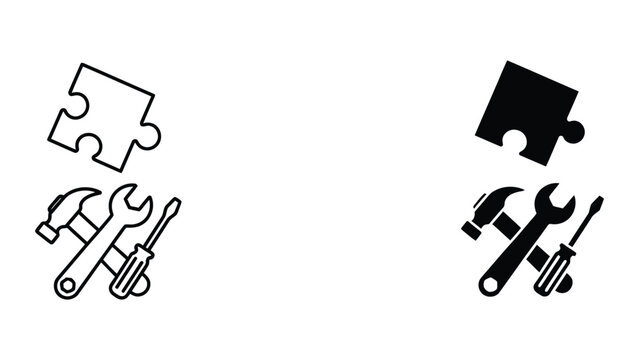 Premium Security lock and mechanical repair tools icon set Vector Icon Isolated on White Background