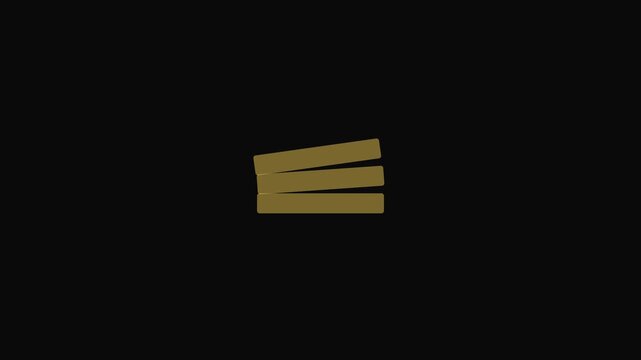 Minimalist gold menu animation: three horizontal lines expanding and contracting for ui/ux and digital navigation 4k