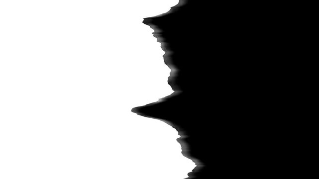 Grunge rough edge luma matte transition for video editing with black and white torn paper mask effect