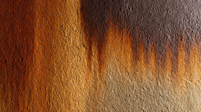Terracotta textured wall with mineral stains creates aesthetic natural pattern in warm earthy tones