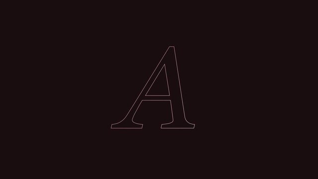 Minimalist letter a outline animation on dark 4k background, for modern branding, and typography projects