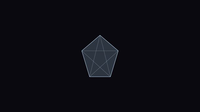 Minimalist pentagram geometric shape animation on dark 4k background