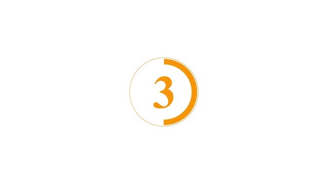 5 second countdown animation, digital circular timer on transparent background, featuring a full 0 to 5 seconds countdown, version Movies start intro 0 1 2 3 4 5 countdown