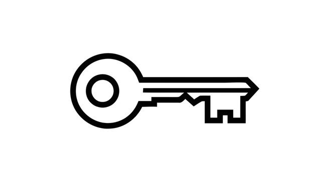 Simple Black Outline Key Icon.