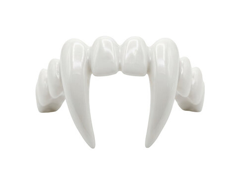 Plastic vampire fangs isolated on transparent background