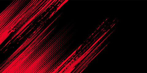 Abstract stylish red grunge brush stroke with halftone dark background. Sport grunge concept. Suitable for sticker, wrap, car, sport, sportware, race, drag. © Nurul
