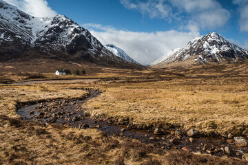 The Lagangarbh Hut located in the Highlands of Scotland at the base of the Buachaille Etive Mòr mountain © Stuart