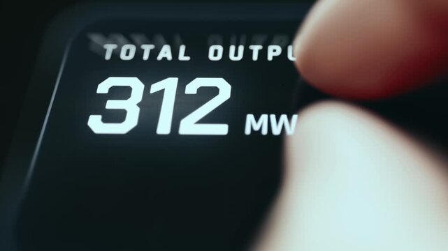 Total output of 312 MW from a wind farm monitoring dashboard