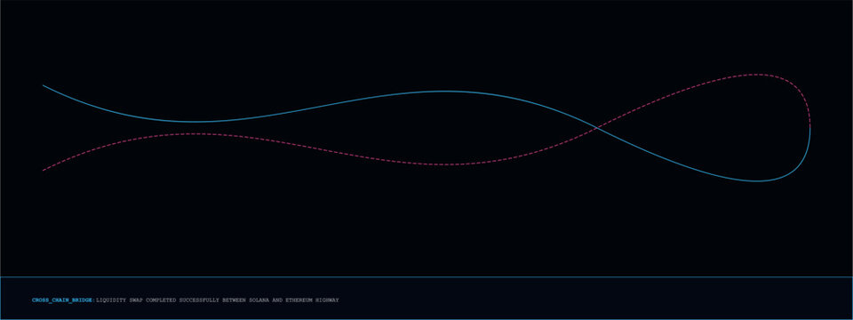 Abstract visual representation of a cross-chain bridge for liquidity swap on solana.