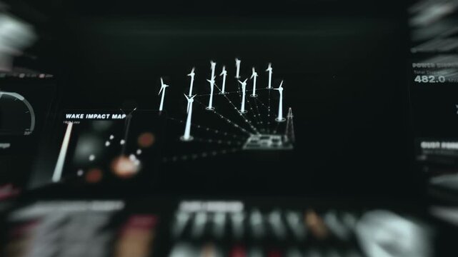 Wind farm efficiency map analyzing wake effects driven by wind direction